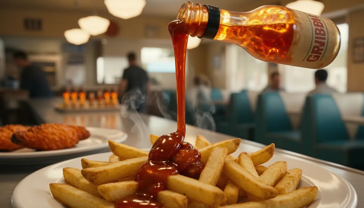 Gribble poured over a plate of fries in a diner