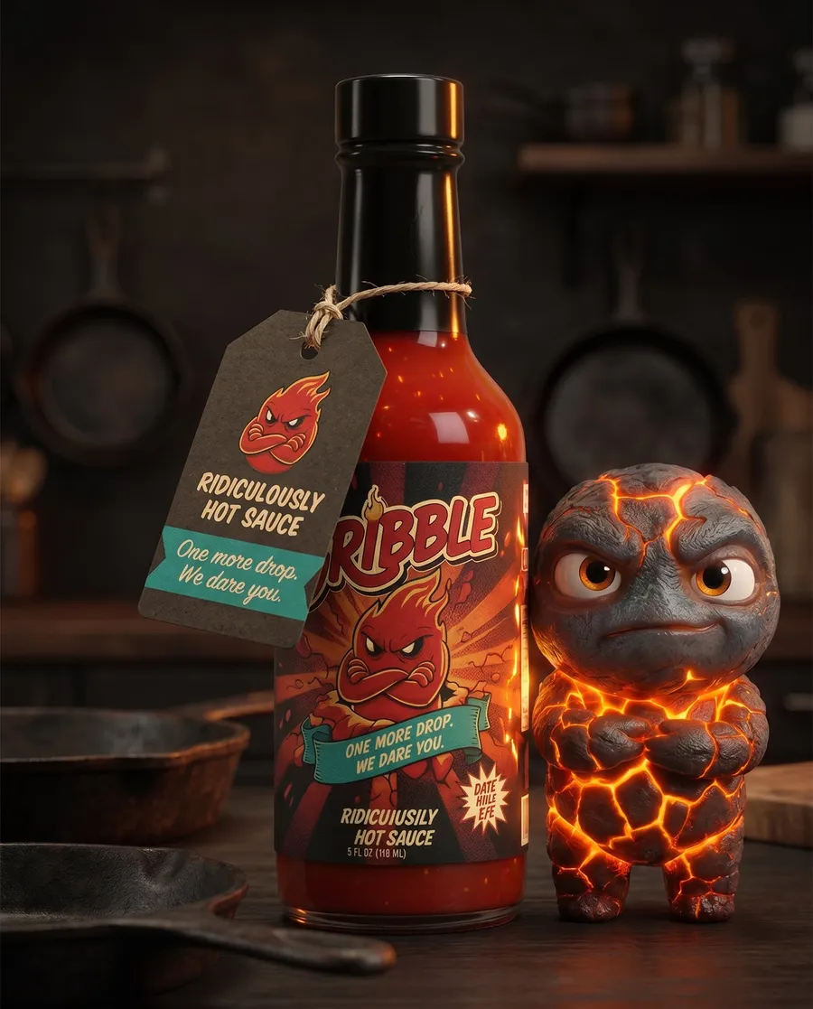 Gribble bottle with the gremlin beside it